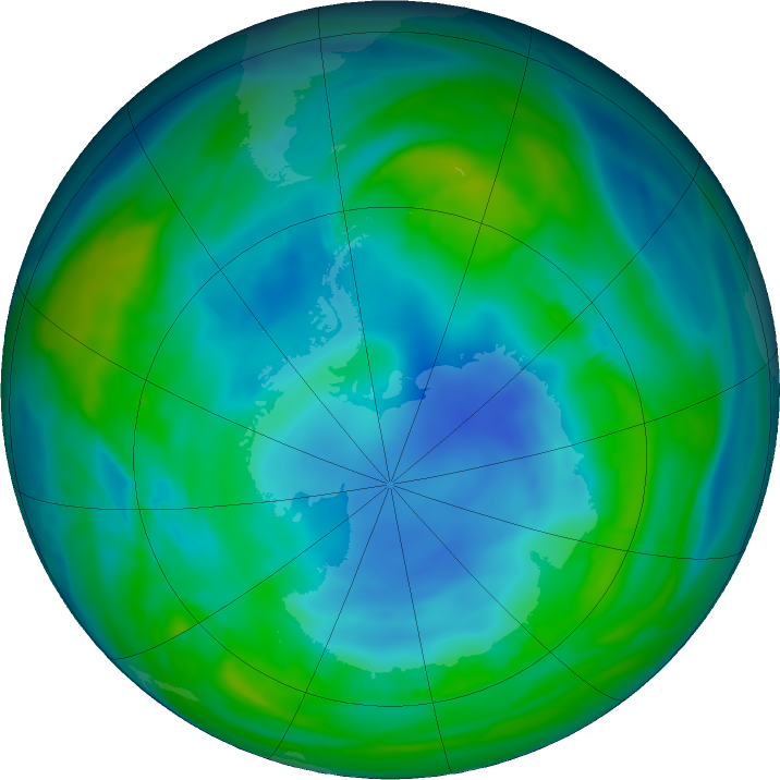 Antarctic ozone map for 17 May 2018